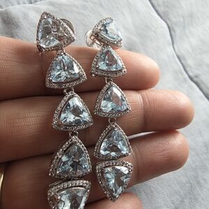 Elegant Silver and Blue Dangle Earrings